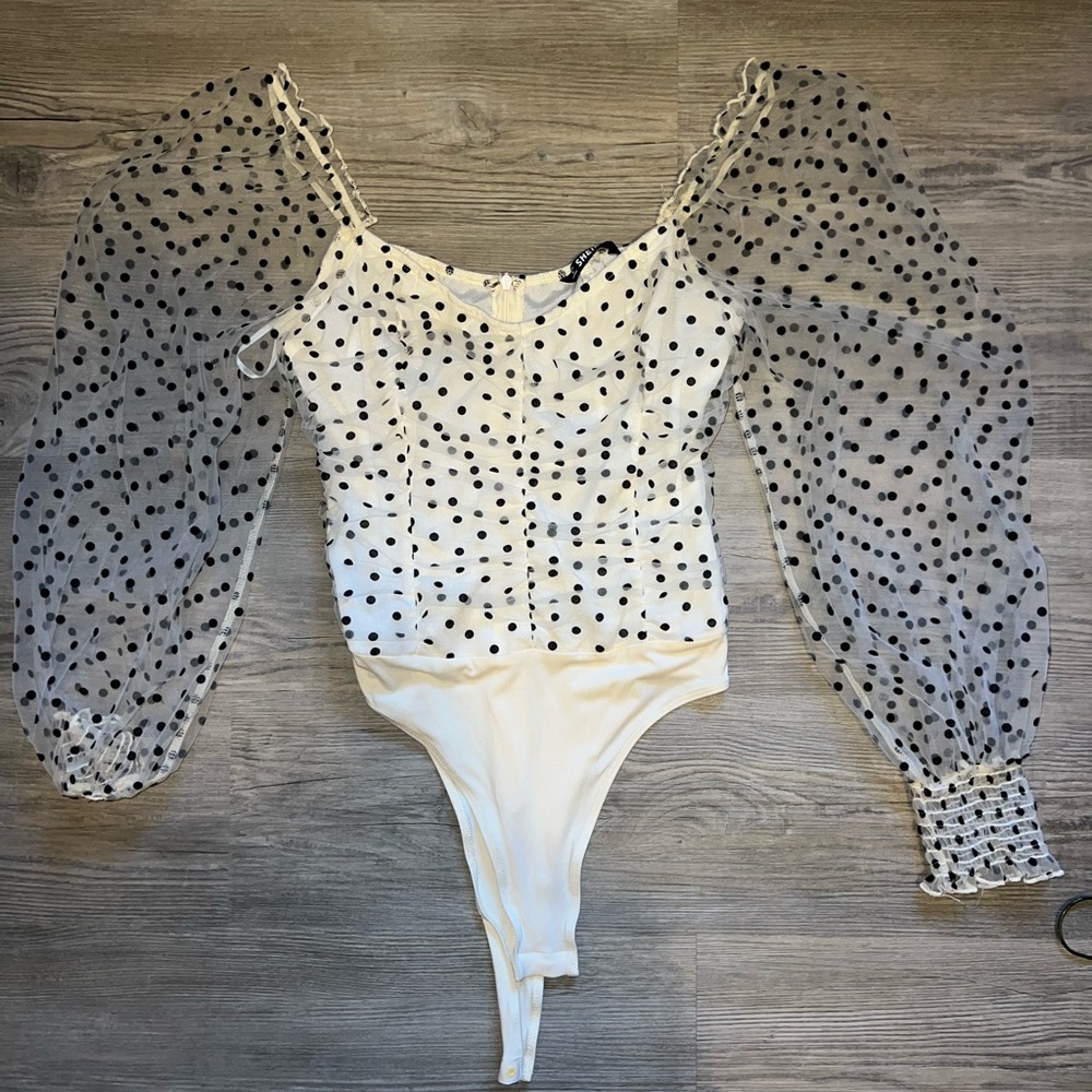 SHEIN mesh arm body suit with a zipper back